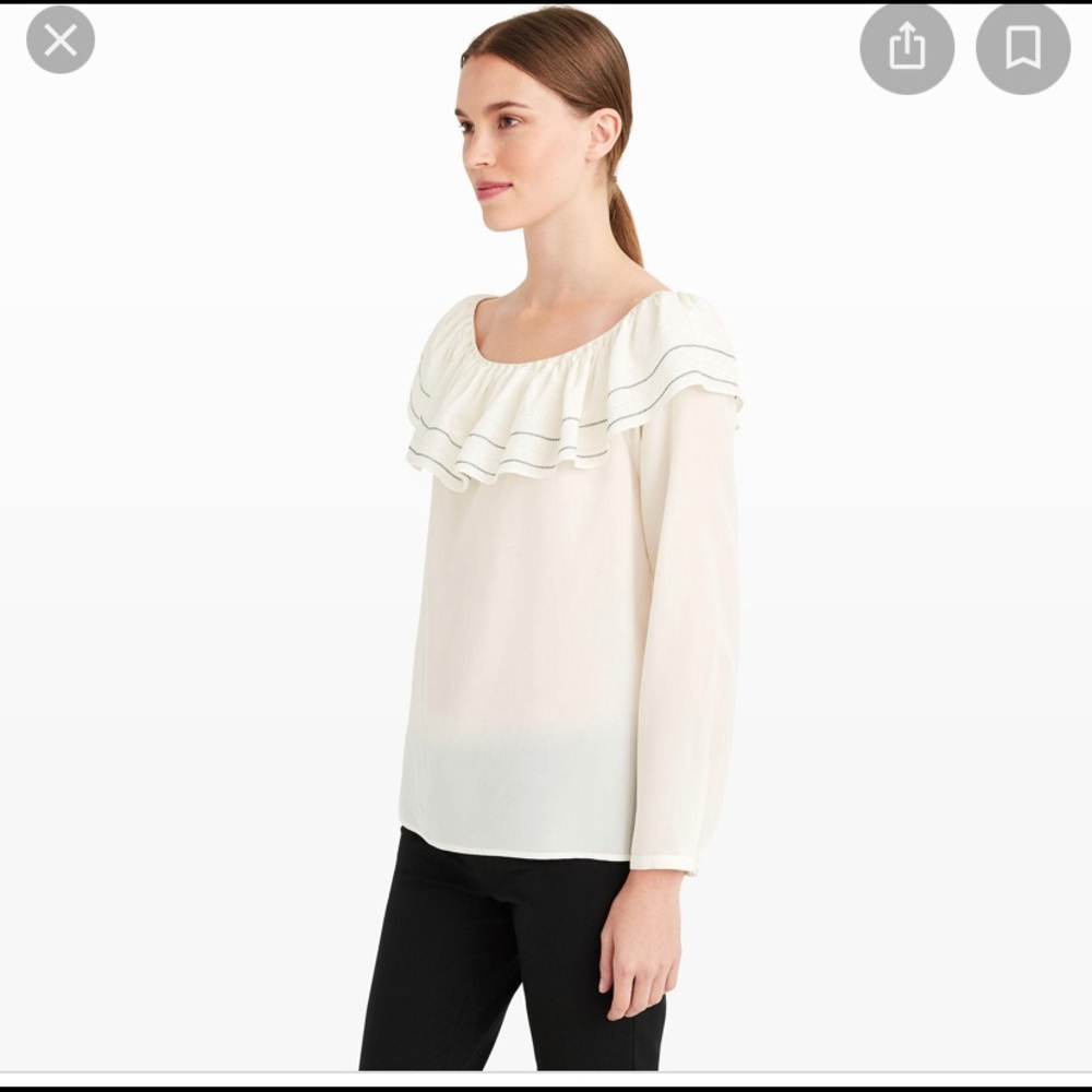 Women's Off-Shoulder Ruffle Blouse - Cream - Picture 2 of 8